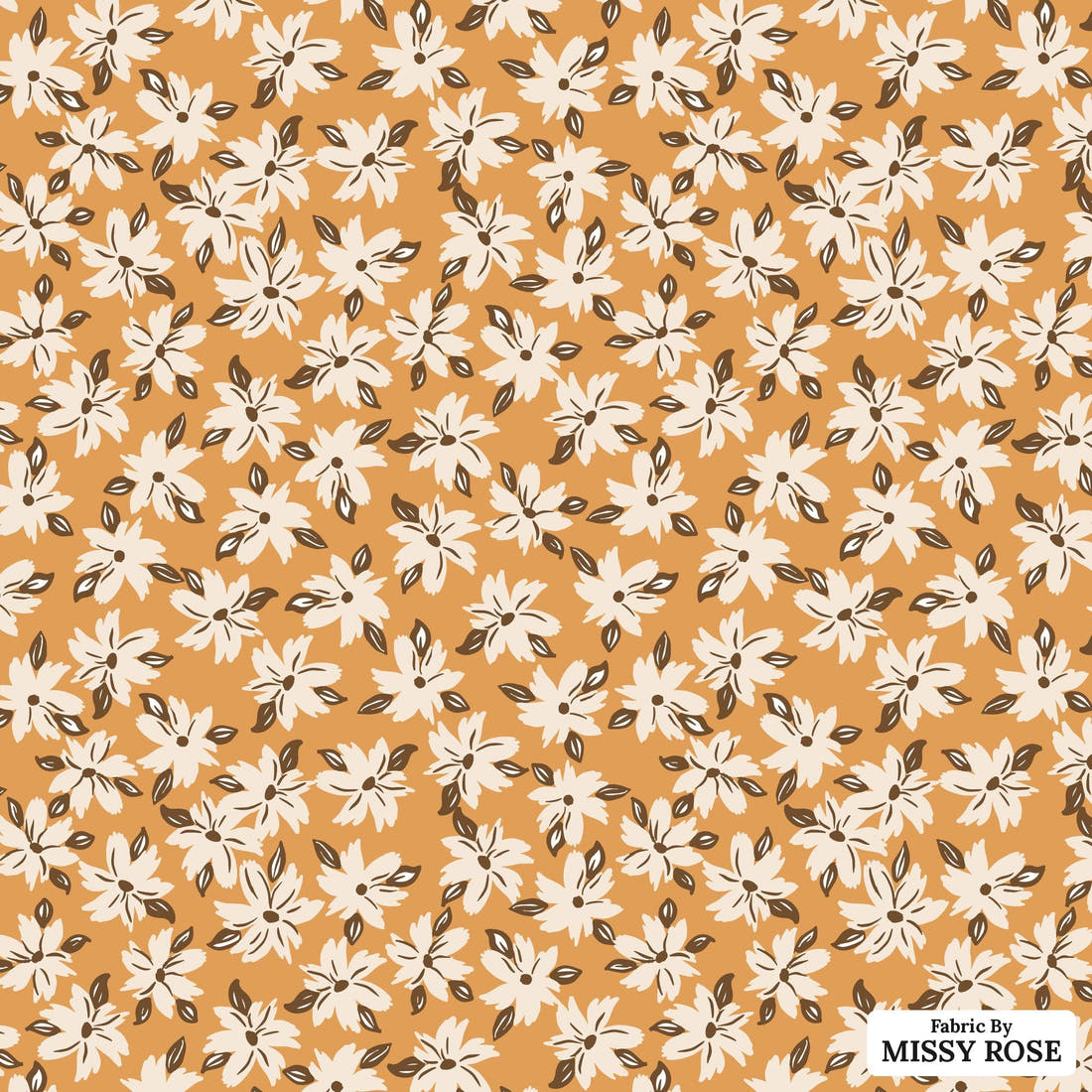 Indy Bloom Fabric Hocus Pocus Pumpkin Floral 03 flat view of the printed design | Fabric by Missy Rose