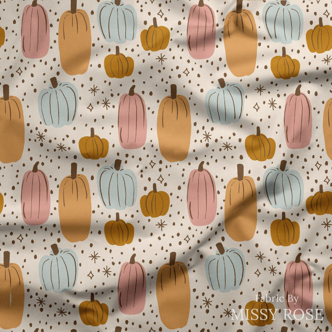 Indy Bloom Fabric Hocus Pocus Pumpkins in Magic 11 draped fabric mockup - custom printed fabric by the metre | Fabric by Missy Rose