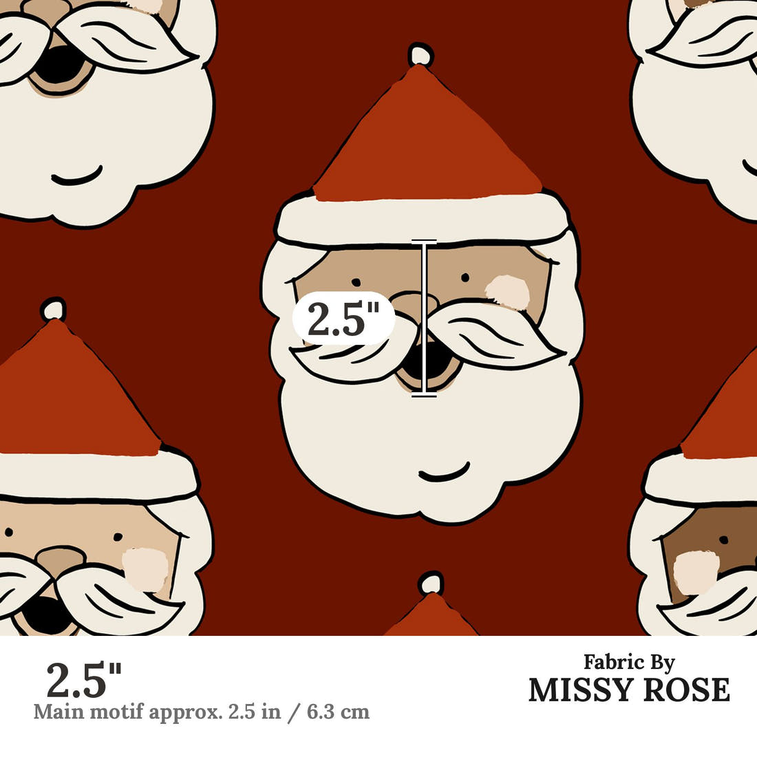 Indy Bloom Fabric Holly Jolly Crimson 04 2.5 inch print scale guide | Fabric by Missy Rose