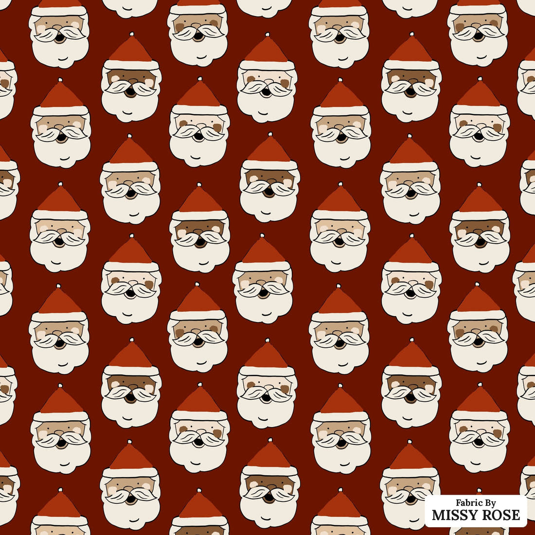 Indy Bloom Fabric Holly Jolly Crimson 04 flat view of the printed design | Fabric by Missy Rose