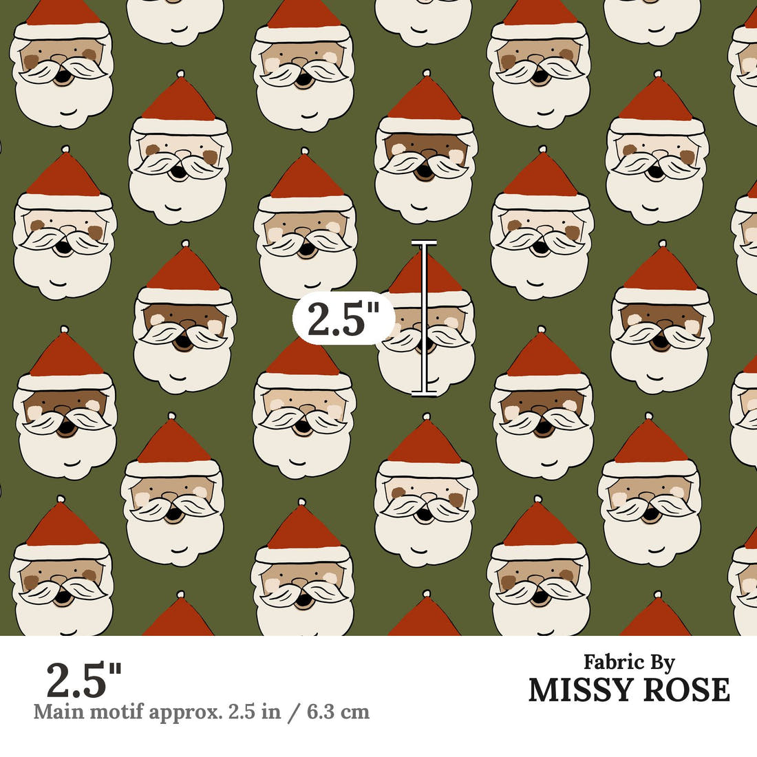 Indy Bloom Fabric Holly Jolly Evergreen 03 2.5 inch print scale guide | Fabric by Missy Rose