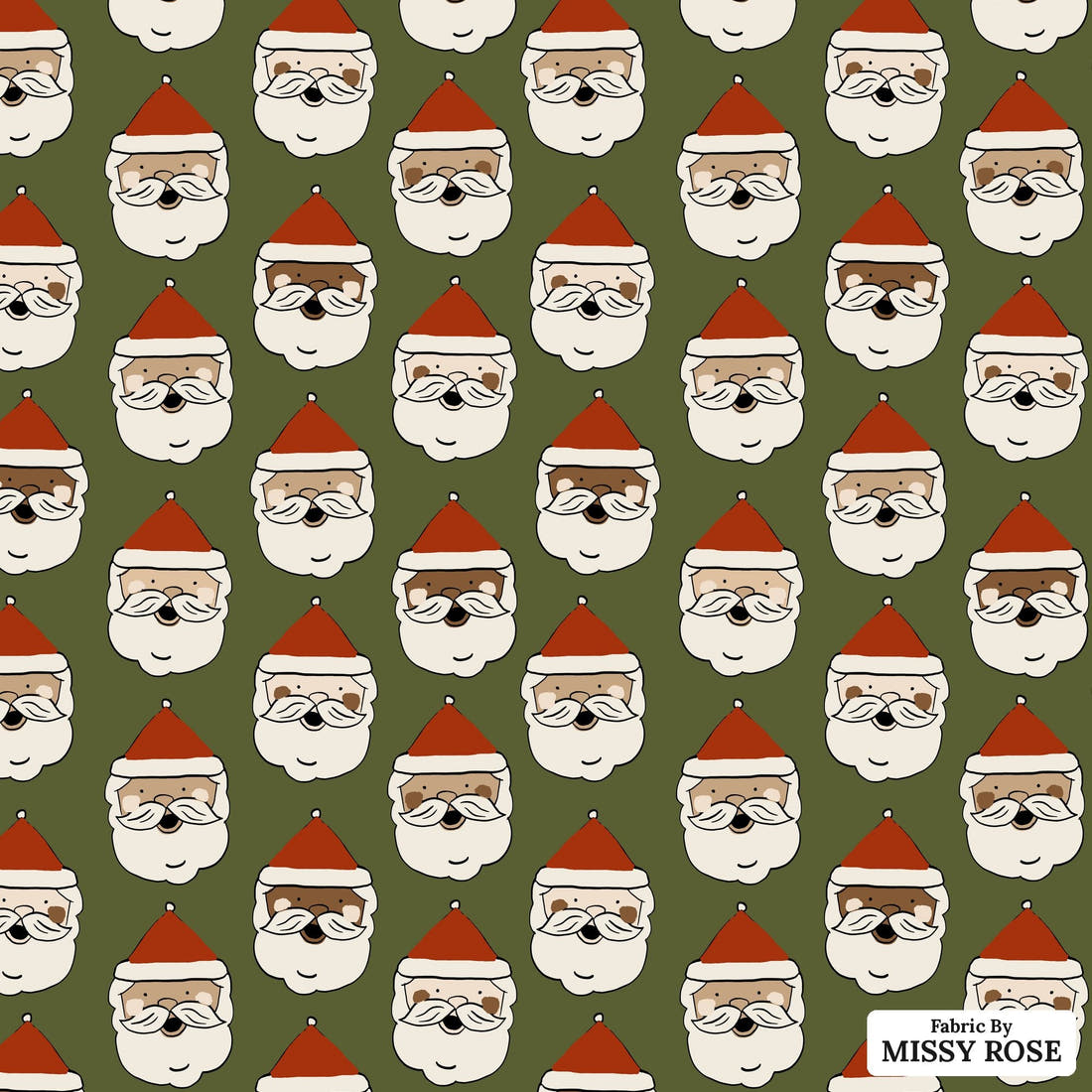 Indy Bloom Fabric Holly Jolly Evergreen 03 flat view of the printed design | Fabric by Missy Rose