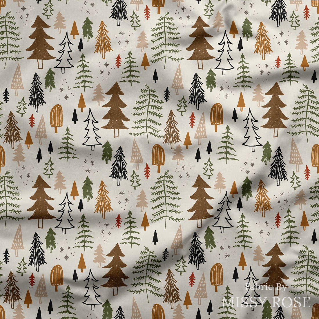 Indy Bloom Fabric Holly Jolly Forest Frost 01 draped fabric mockup - custom printed fabric by the metre | Fabric by Missy Rose