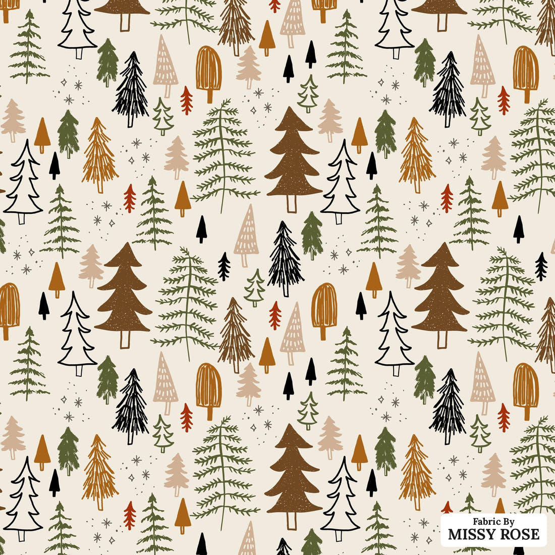 Indy Bloom Fabric Holly Jolly Forest Frost 01 flat view of the printed design | Fabric by Missy Rose