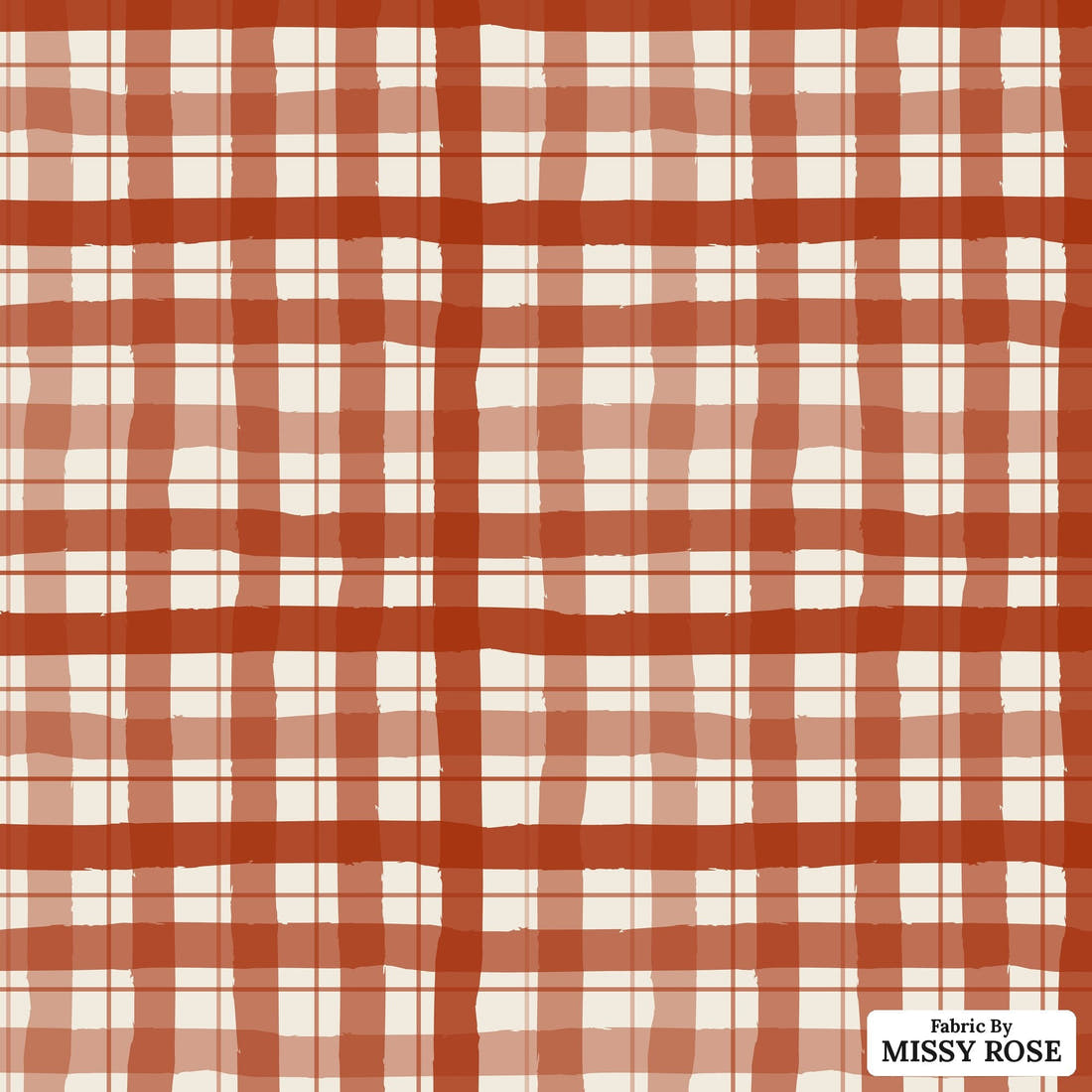 Indy Bloom Fabric Holly Jolly Gingham in Crimson 13 flat view of the printed design | Fabric by Missy Rose