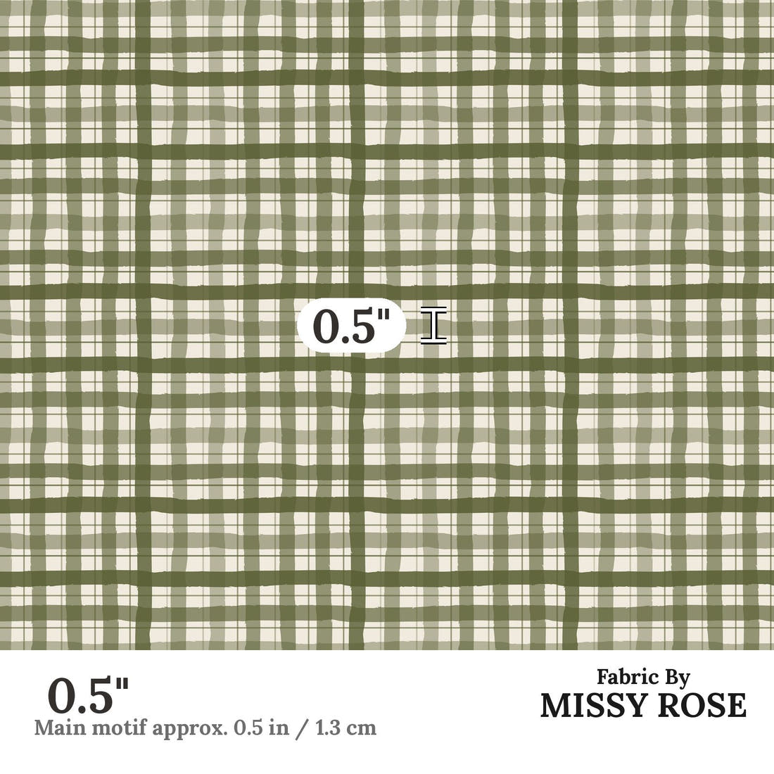 Indy Bloom Fabric Holly Jolly Gingham in Evergreen 14 0.5 inch print scale guide | Fabric by Missy Rose