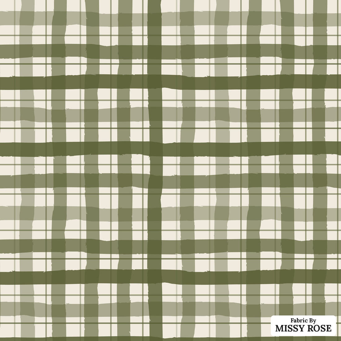 Indy Bloom Fabric Holly Jolly Gingham in Evergreen 14 flat view of the printed design | Fabric by Missy Rose