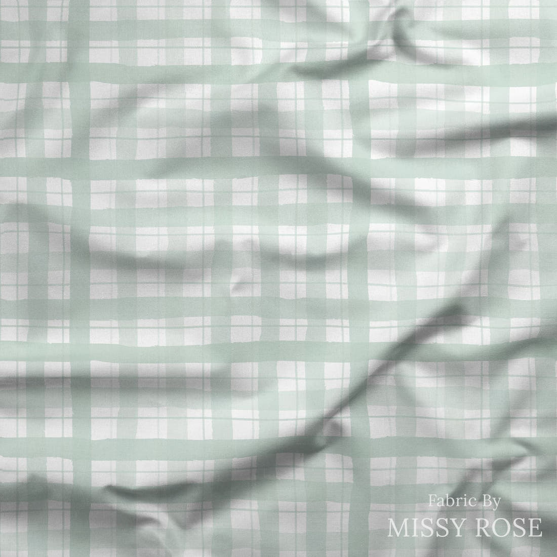 Indy Bloom Fabric Holly Jolly Gingham in Peppermint 16 draped fabric mockup - custom printed fabric by the metre | Fabric by Missy Rose