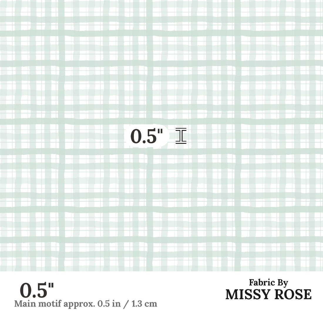 Indy Bloom Fabric Holly Jolly Gingham in Peppermint 16 0.5 inch print scale guide | Fabric by Missy Rose