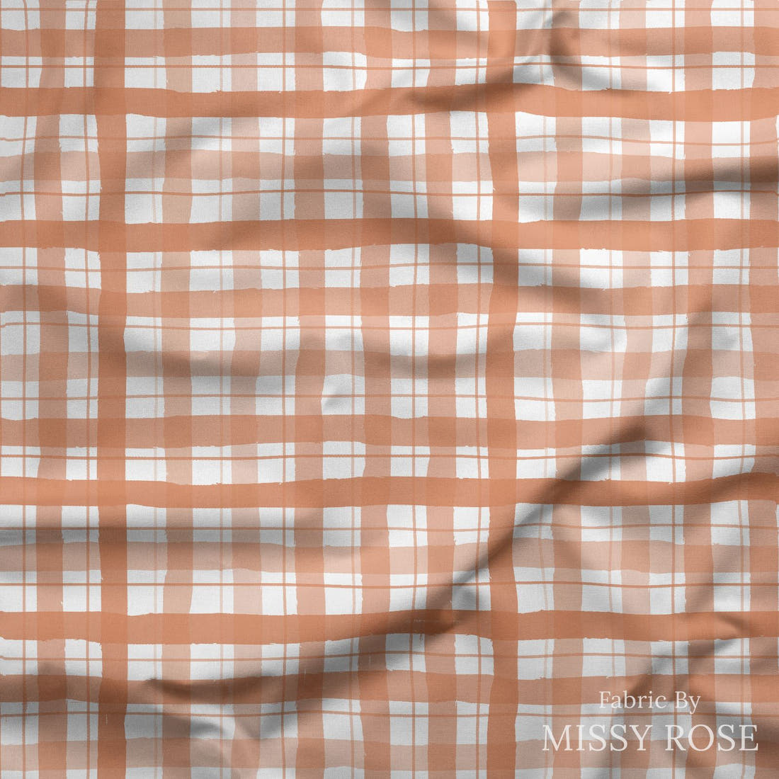 Indy Bloom Fabric Holly Jolly Gingham in Sugar 15 draped fabric mockup - custom printed fabric by the metre | Fabric by Missy Rose