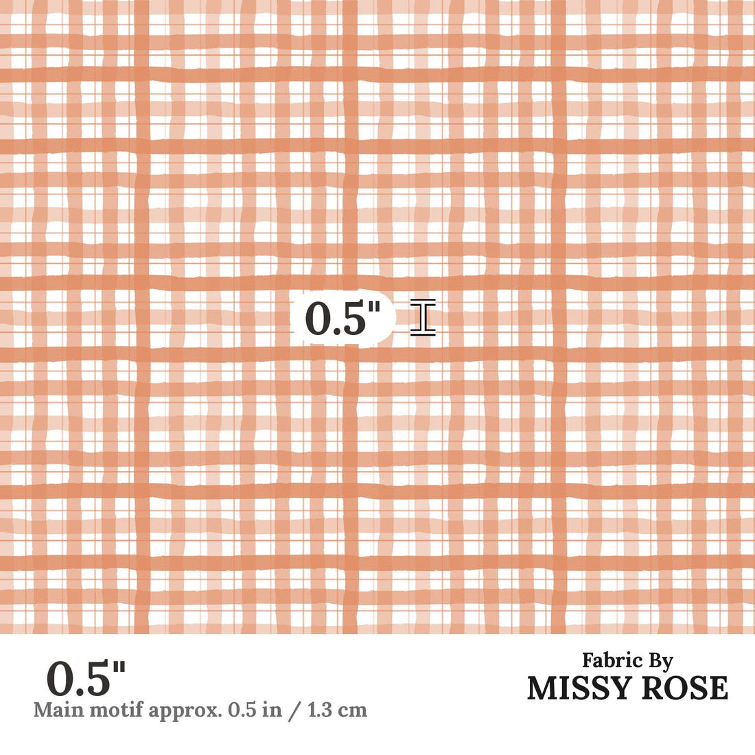 Indy Bloom Fabric Holly Jolly Gingham in Sugar 15 0.5 inch print scale guide | Fabric by Missy Rose