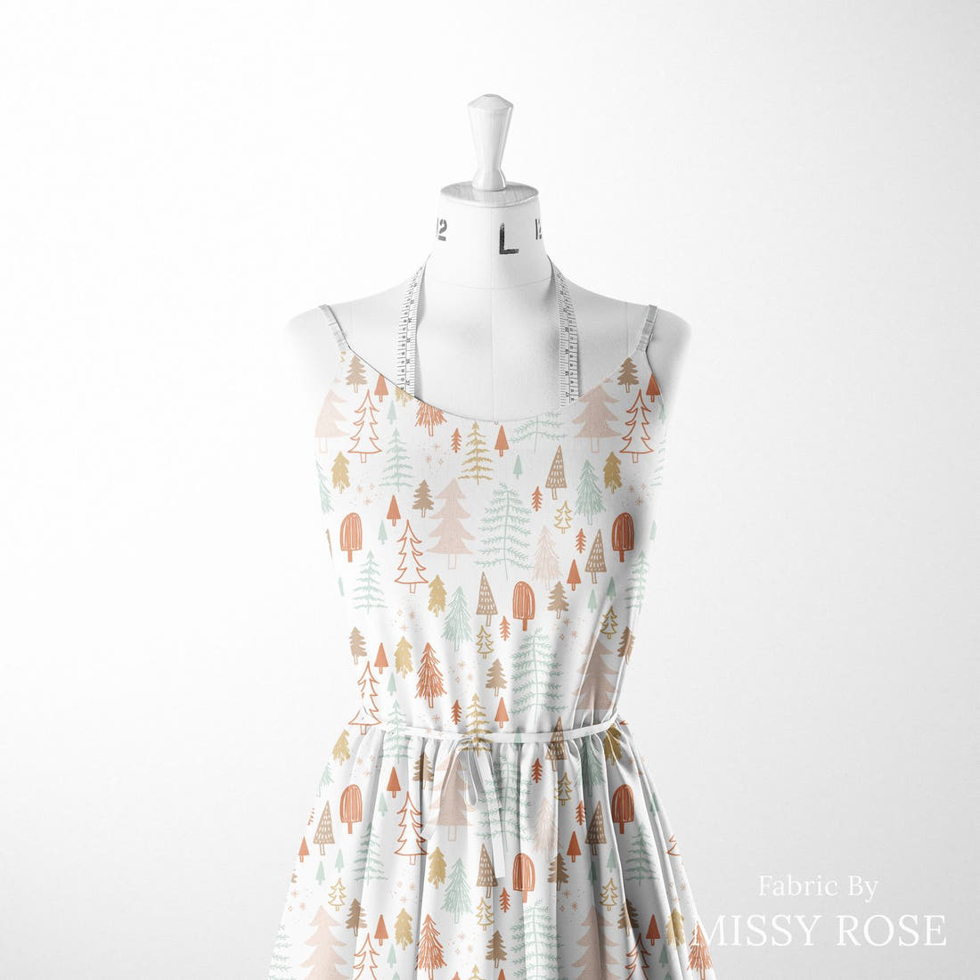 Indy Bloom Fabric Holly Jolly Holly 02 sewn into a women's dress - custom printed fabric | Fabric by Missy Rose