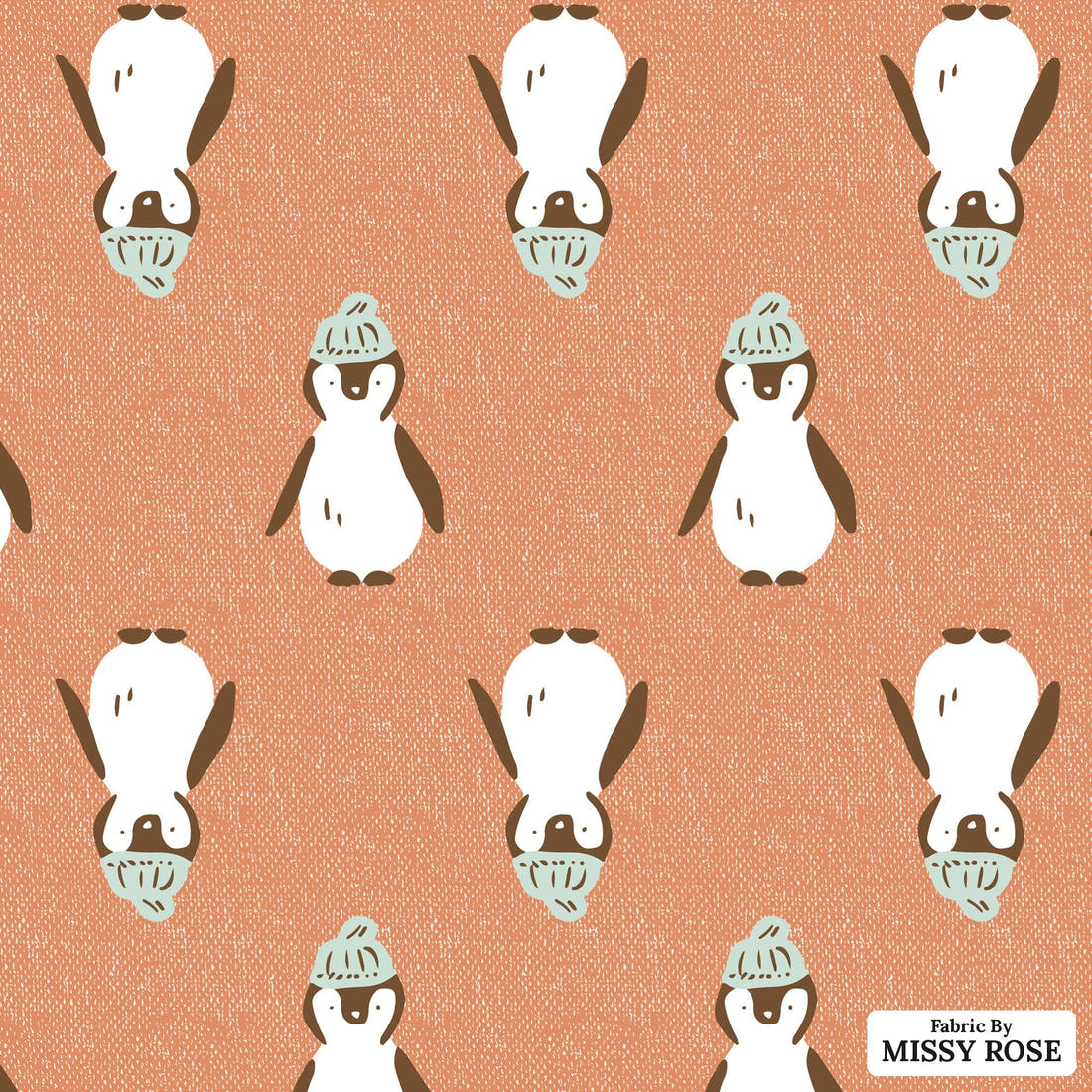 Indy Bloom Fabric Holly Jolly Penguins knit 08 flat view of the printed design | Fabric by Missy Rose