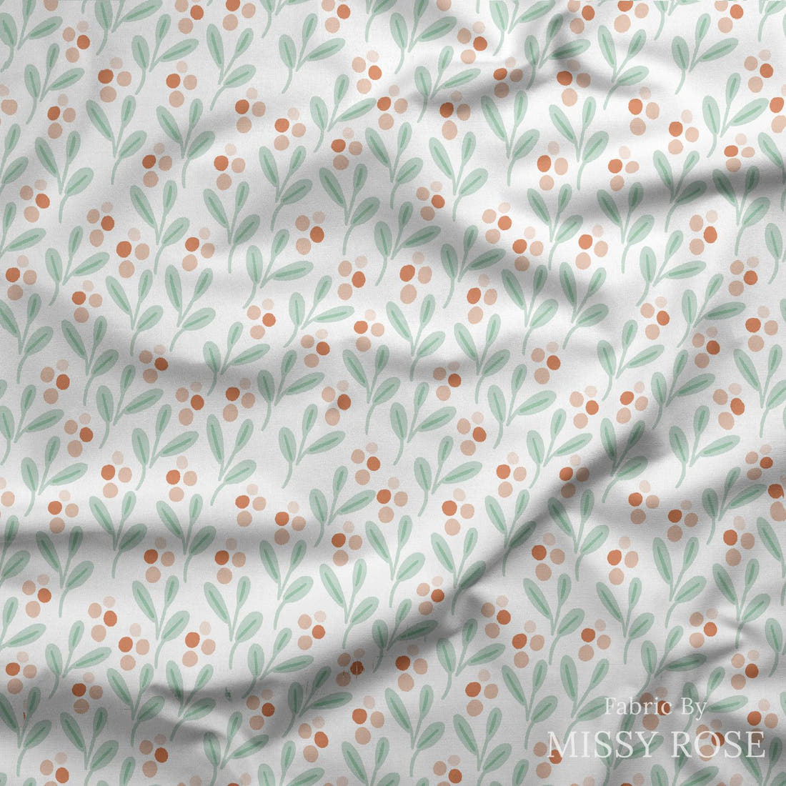 Indy Bloom Fabric Holly Jolly Pink Berry 06 draped fabric mockup - custom printed fabric by the metre | Fabric by Missy Rose