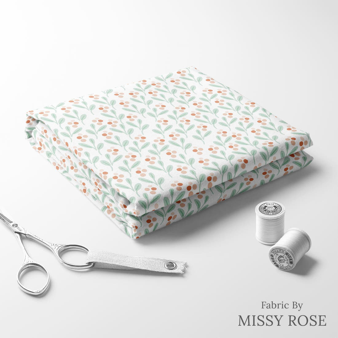 Indy Bloom Fabric Holly Jolly Pink Berry 06 folded fabric stack with matching thread - pre-order fabric Australia | Fabric by Missy Rose