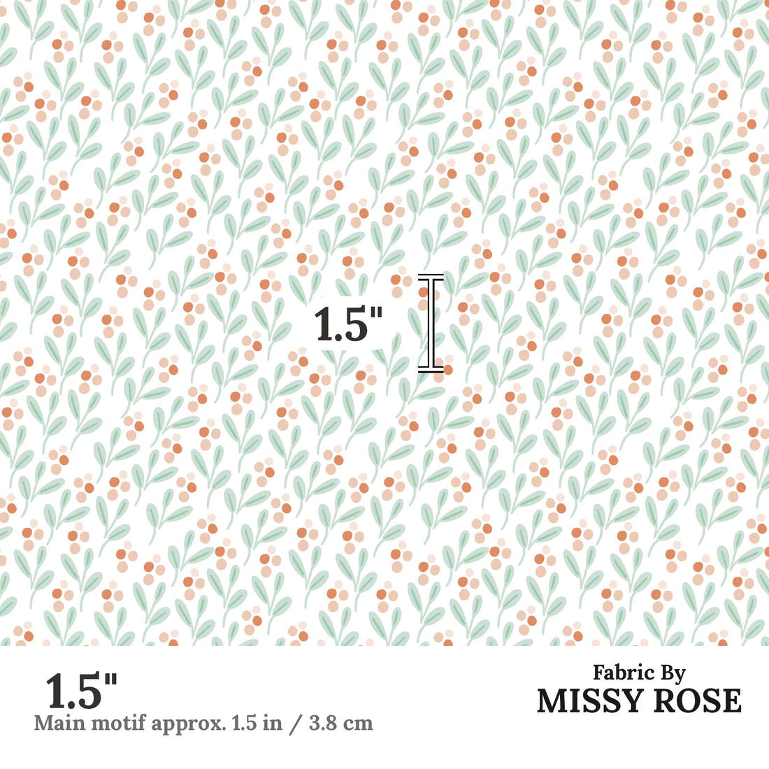 Indy Bloom Fabric Holly Jolly Pink Berry 06 1.5 inch print scale guide | Fabric by Missy Rose