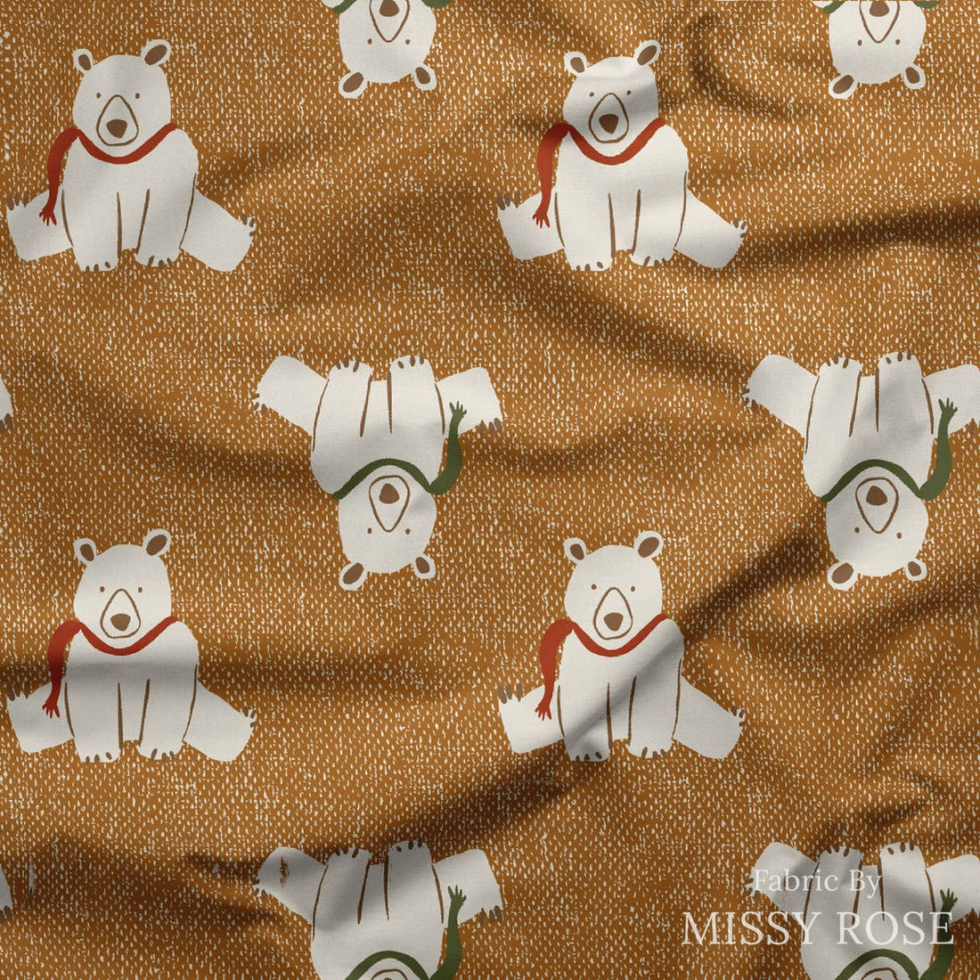 Indy Bloom Fabric Holly Jolly Polar knit 07 draped fabric mockup - custom printed fabric by the metre | Fabric by Missy Rose
