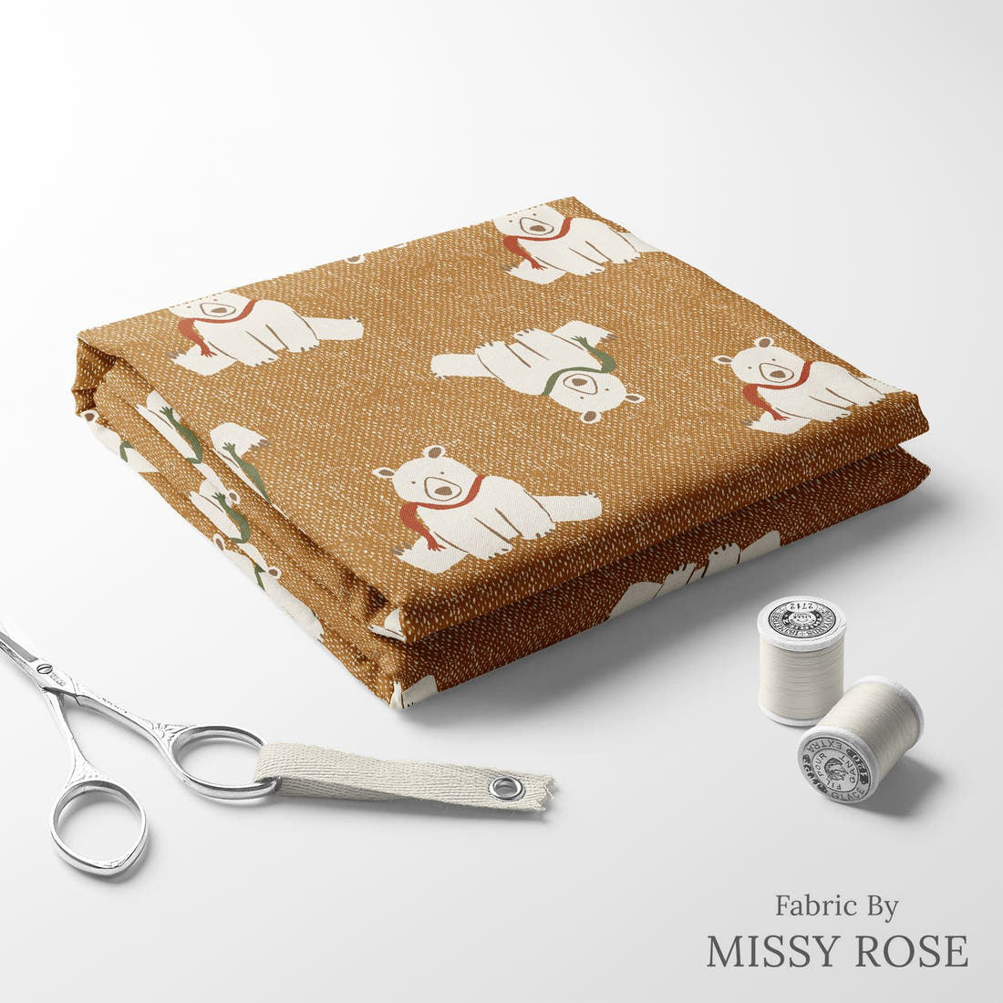 Indy Bloom Fabric Holly Jolly Polar knit 07 folded fabric stack with matching thread - pre-order fabric Australia | Fabric by Missy Rose