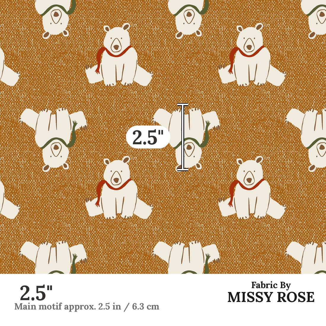 Indy Bloom Fabric Holly Jolly Polar knit 07 2.5 inch print scale guide | Fabric by Missy Rose