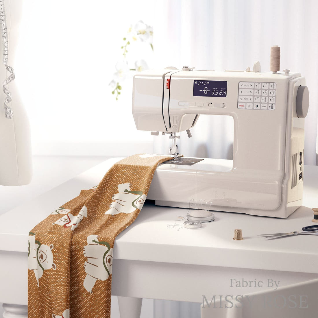 Indy Bloom Fabric Holly Jolly Polar knit 07 fabric on a sewing machine - sew your own | Fabric by Missy Rose