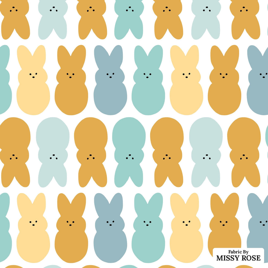 Indy Bloom Fabric Hunny Bunny Bunnies Blue 03 flat view of the printed design | Fabric by Missy Rose