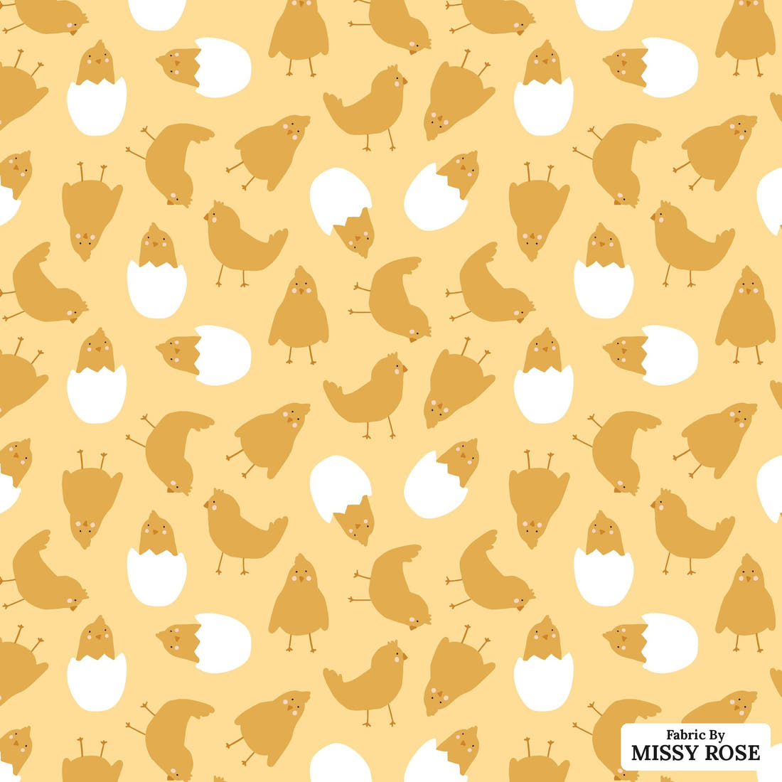 Indy Bloom Fabric Hunny Bunny Chickies Daffodil 08 flat view of the printed design | Fabric by Missy Rose