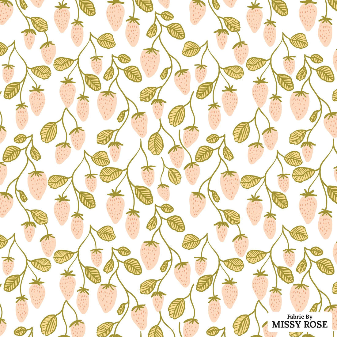Indy Bloom Fabric Hunny Bunny Strawberries 02 flat view of the printed design | Fabric by Missy Rose