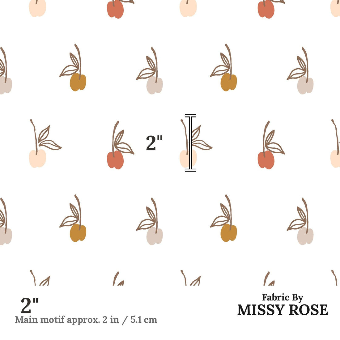 Indy Bloom Fabric Infatuated Valentine Cherry 13 2 inch print scale guide | Fabric by Missy Rose