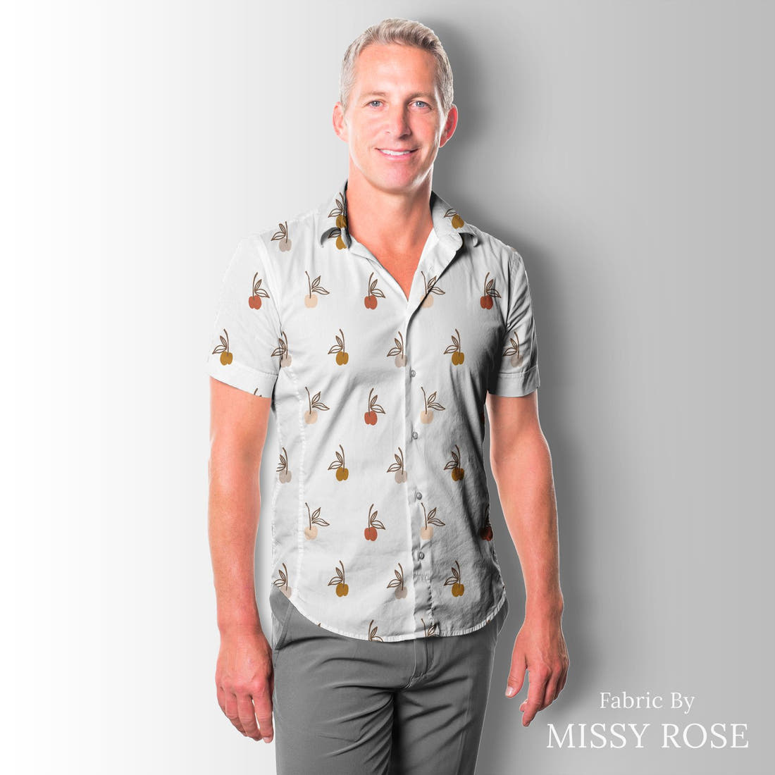 Indy Bloom Fabric Infatuated Valentine Cherry 13 sewn into a men's shirt - custom printed fabric | Fabric by Missy Rose