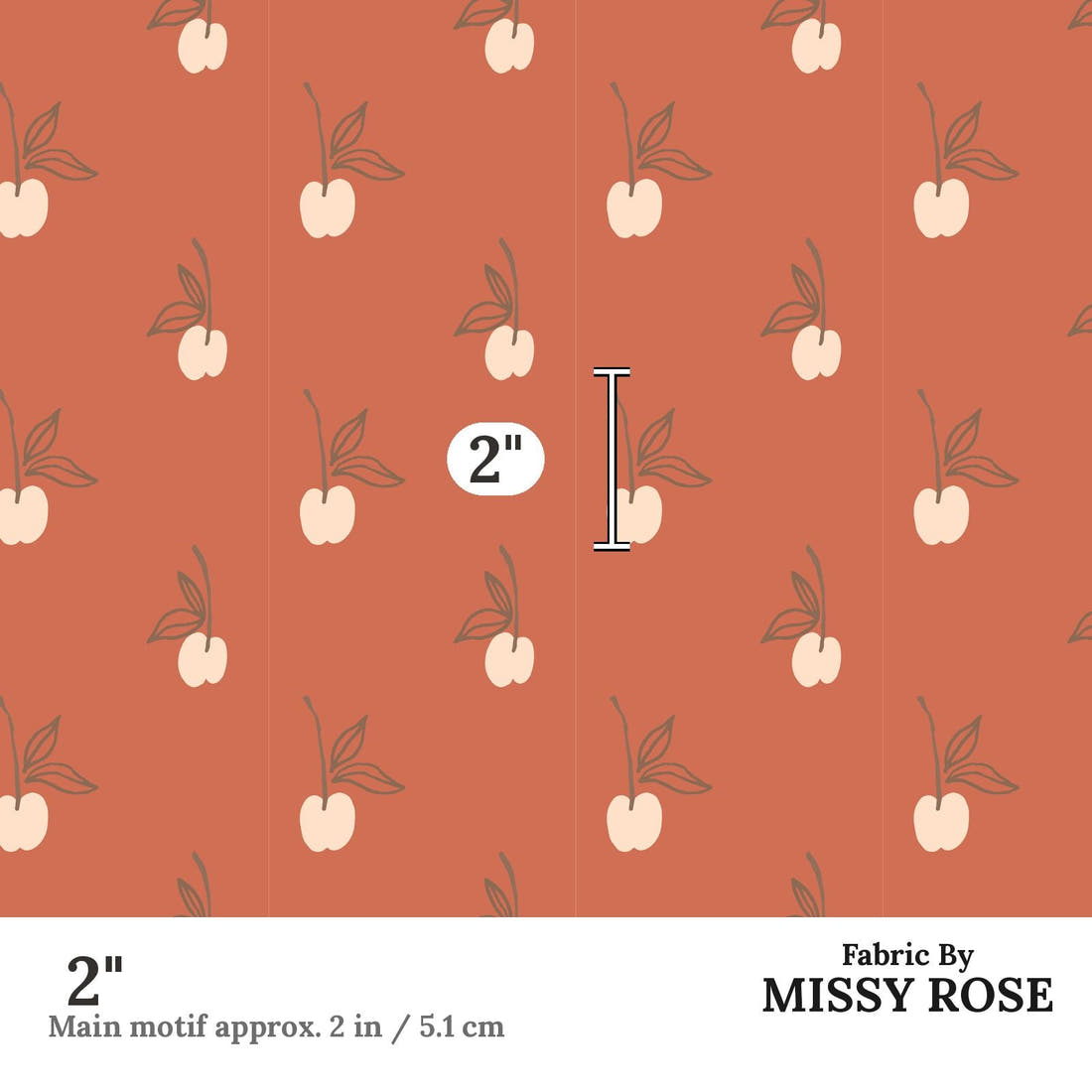 Indy Bloom Fabric Infatuated Valentine Cherry Red 12 2 inch print scale guide | Fabric by Missy Rose