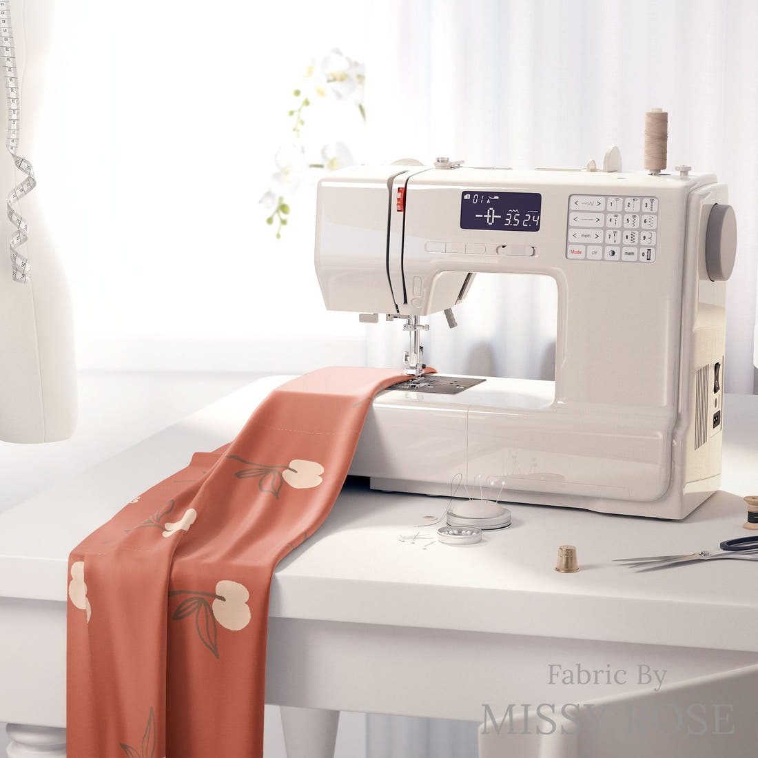 Indy Bloom Fabric Infatuated Valentine Cherry Red 12 fabric on a sewing machine - sew your own | Fabric by Missy Rose