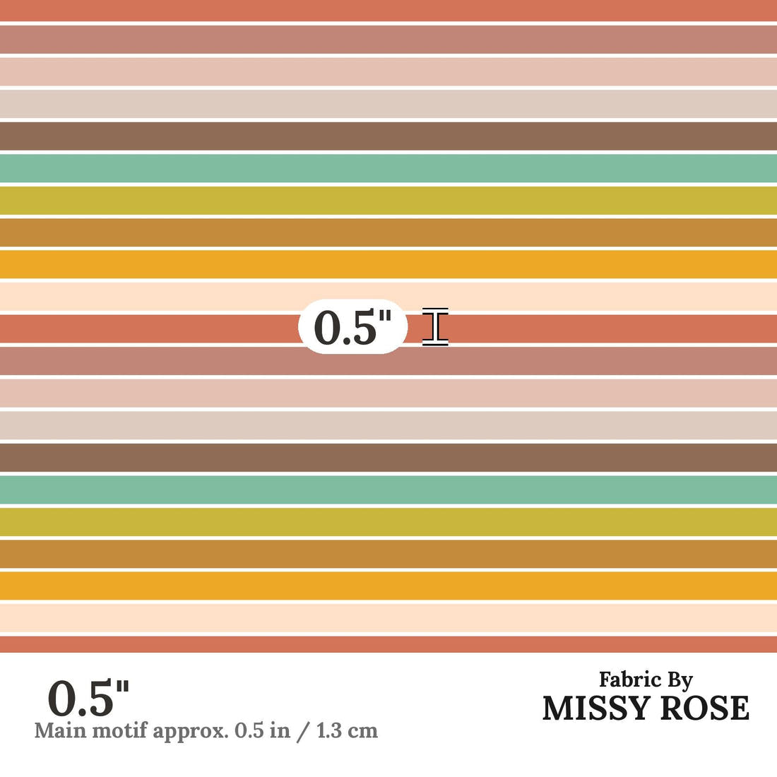 Indy Bloom Fabric Infatuated Valentine Colour Wheel Stripe 14 0.5 inch print scale guide | Fabric by Missy Rose