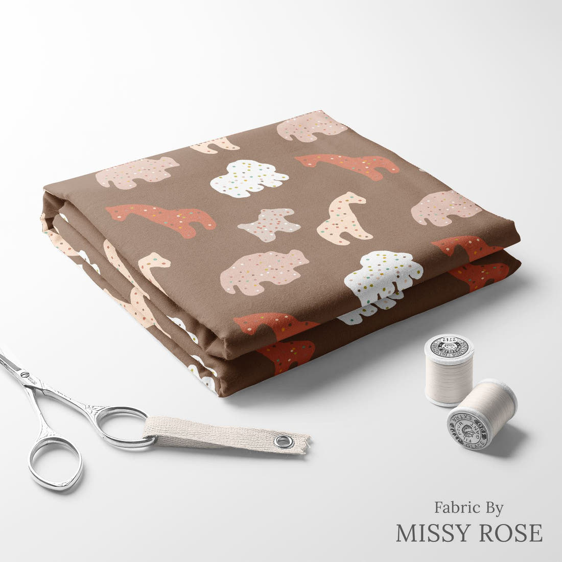 Indy Bloom Fabric Infatuated Valentine Cookie in Chocolate 11 folded fabric stack with matching thread - pre-order fabric Australia | Fabric by Missy Rose