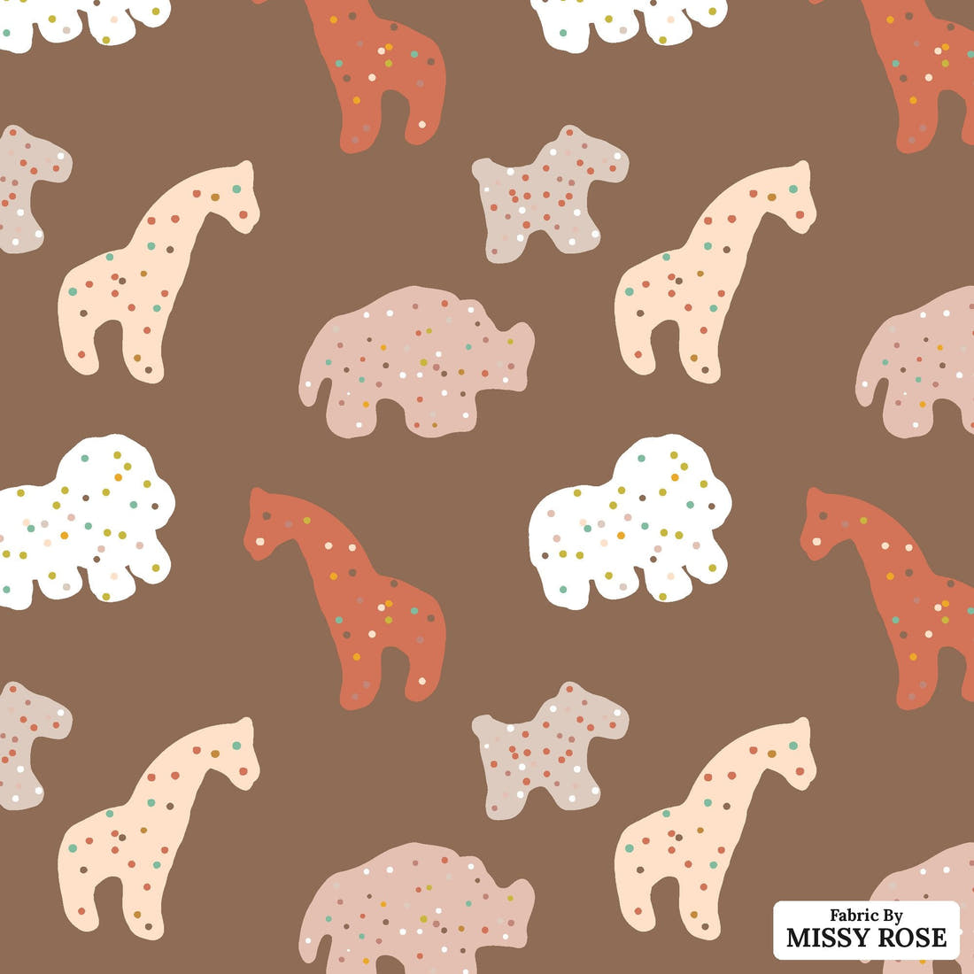 Indy Bloom Fabric Infatuated Valentine Cookie in Chocolate 11 flat view of the printed design | Fabric by Missy Rose