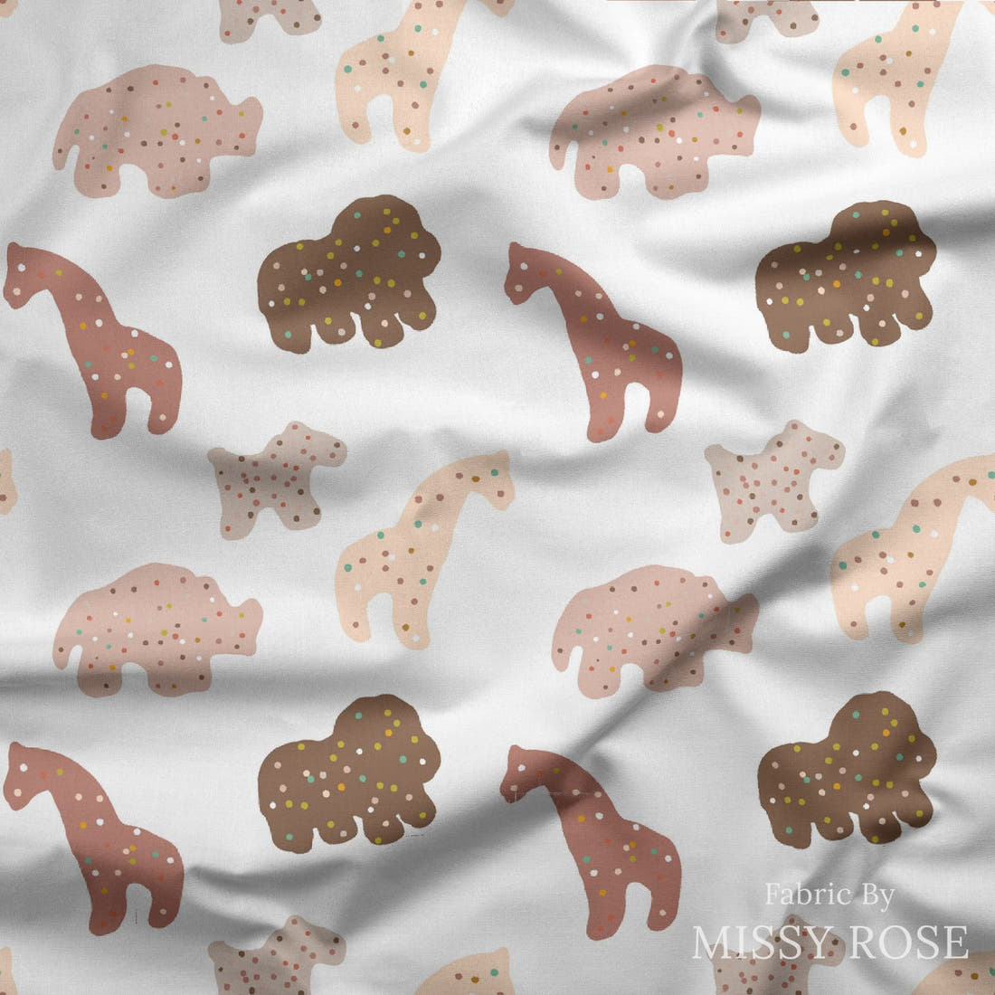 Indy Bloom Fabric Infatuated Valentine Cookie in white 10 draped fabric mockup - custom printed fabric by the metre | Fabric by Missy Rose