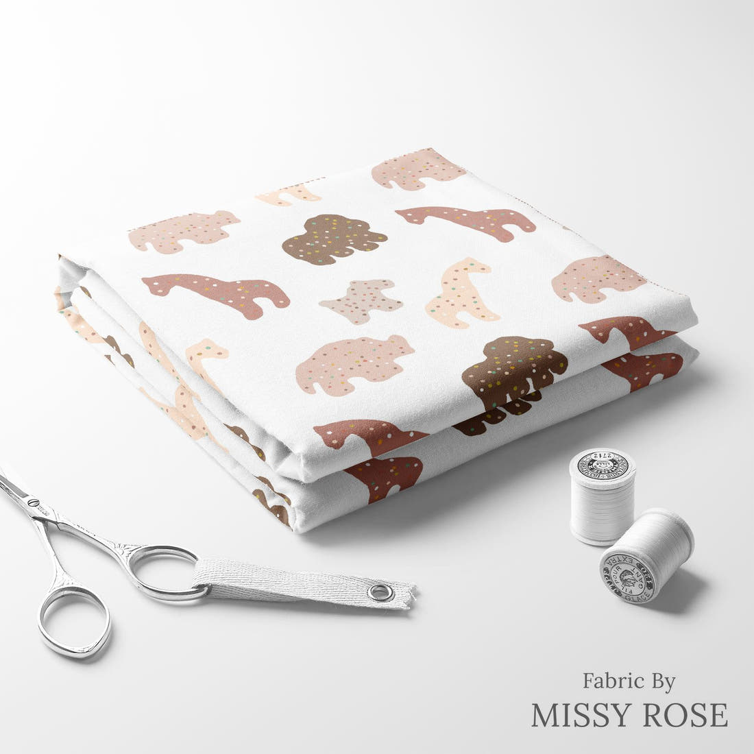 Indy Bloom Fabric Infatuated Valentine Cookie in white 10 folded fabric stack with matching thread - pre-order fabric Australia | Fabric by Missy Rose