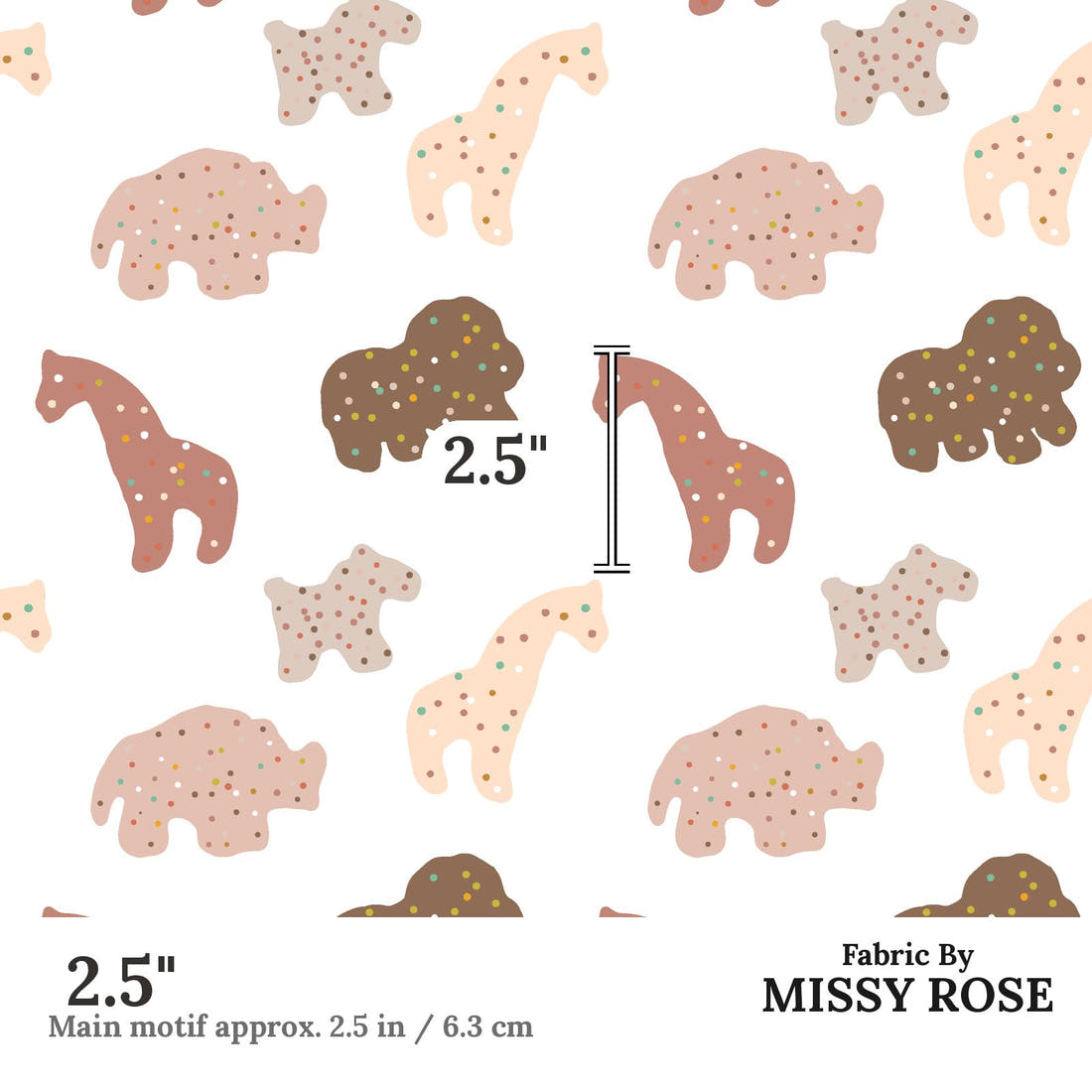 Indy Bloom Fabric Infatuated Valentine Cookie in white 10 2.5 inch print scale guide | Fabric by Missy Rose
