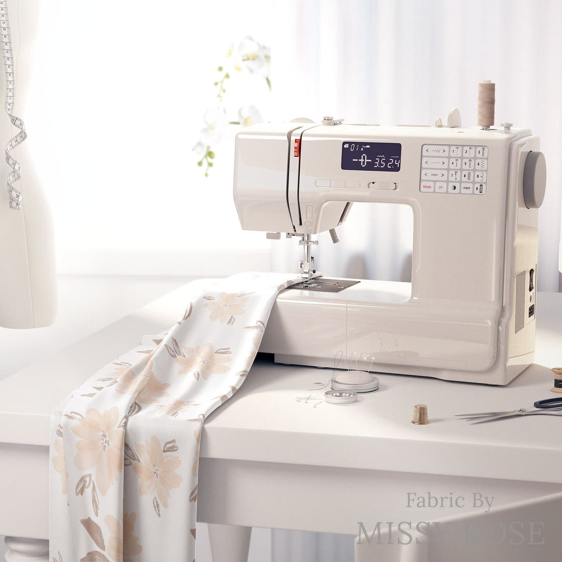Indy Bloom Fabric Infatuated Valentine Dainty Darling 03 fabric on a sewing machine - sew your own | Fabric by Missy Rose