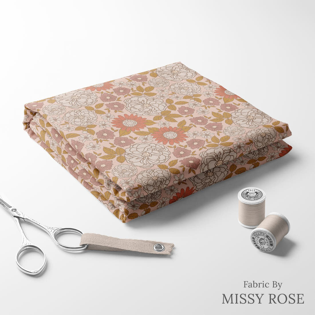 Indy Bloom Fabric Infatuated Valentine Gigi Plum 01 folded fabric stack with matching thread - pre-order fabric Australia | Fabric by Missy Rose