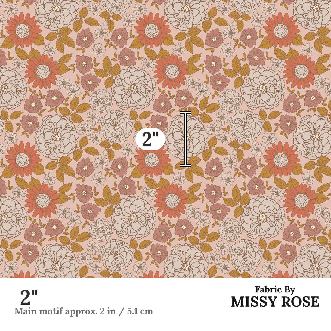 Indy Bloom Fabric Infatuated Valentine Gigi Plum 01 2 inch print scale guide | Fabric by Missy Rose