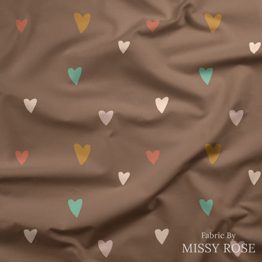 Indy Bloom Fabric Infatuated Valentine Heart Party Chocolate 15 draped fabric mockup - custom printed fabric by the metre | Fabric by Missy Rose