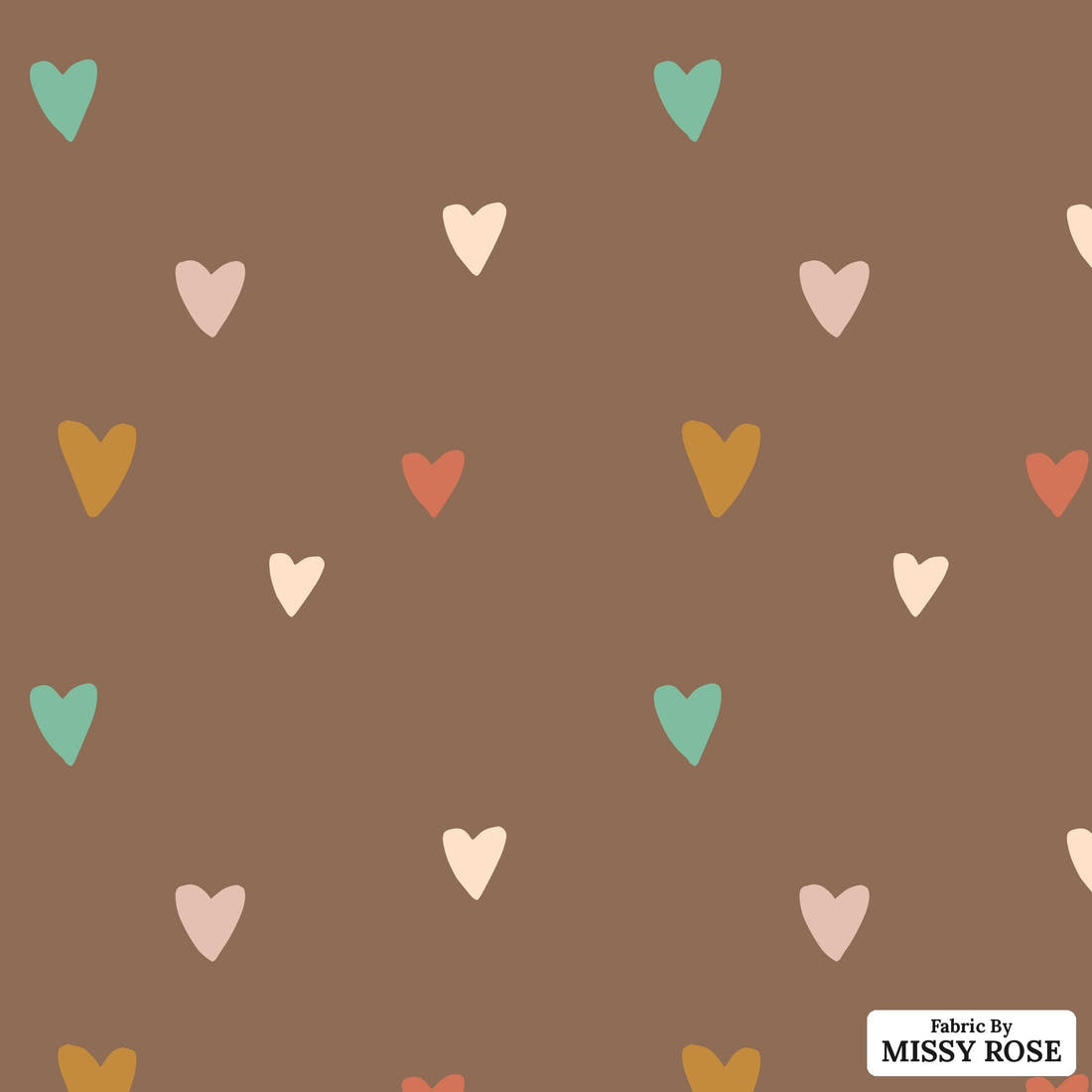 Indy Bloom Fabric Infatuated Valentine Heart Party Chocolate 15 flat view of the printed design | Fabric by Missy Rose