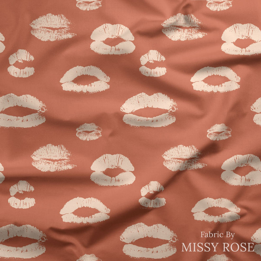 Indy Bloom Fabric Infatuated Valentine Kiss me in cherry 06 draped fabric mockup - custom printed fabric by the metre | Fabric by Missy Rose