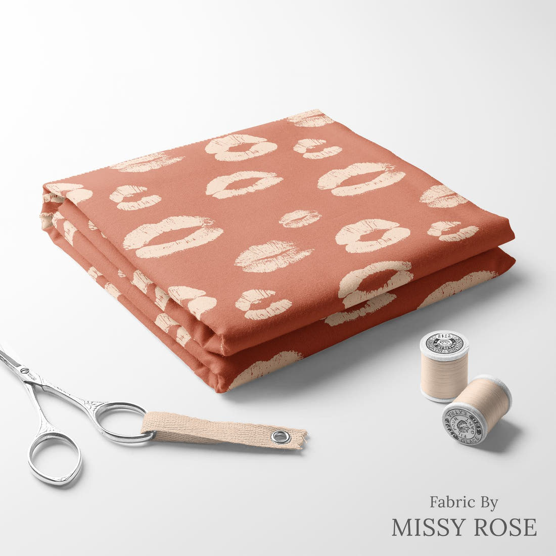 Indy Bloom Fabric Infatuated Valentine Kiss me in cherry 06 folded fabric stack with matching thread - pre-order fabric Australia | Fabric by Missy Rose