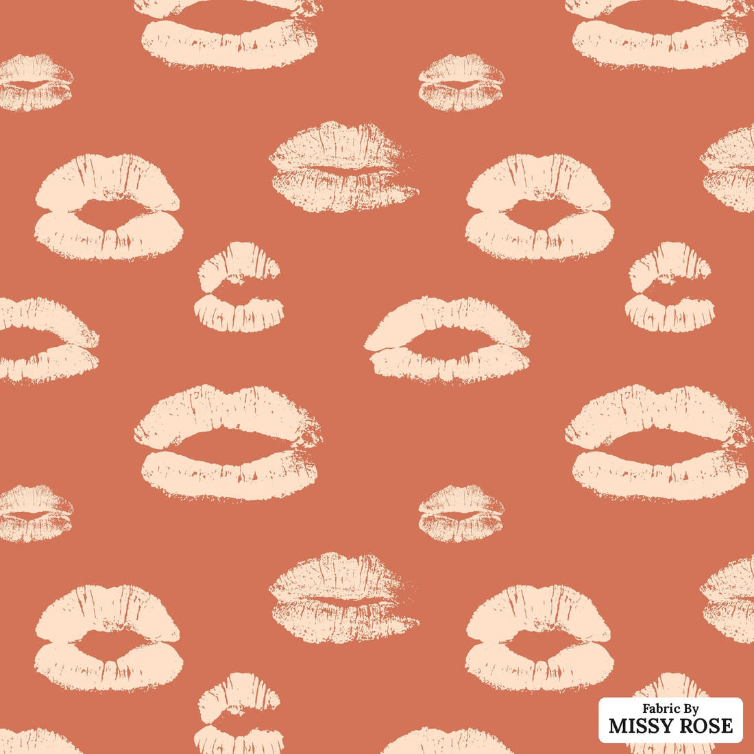 Indy Bloom Fabric Infatuated Valentine Kiss me in cherry 06 flat view of the printed design | Fabric by Missy Rose