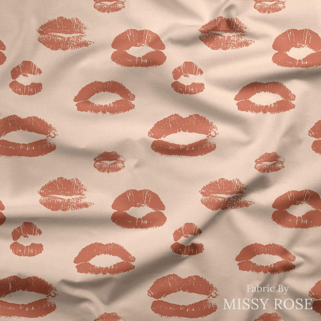Indy Bloom Fabric Infatuated Valentine Kiss me in Nude 05 draped fabric mockup - custom printed fabric by the metre | Fabric by Missy Rose