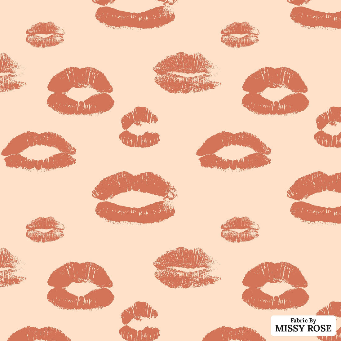 Indy Bloom Fabric Infatuated Valentine Kiss me in Nude 05 flat view of the printed design | Fabric by Missy Rose
