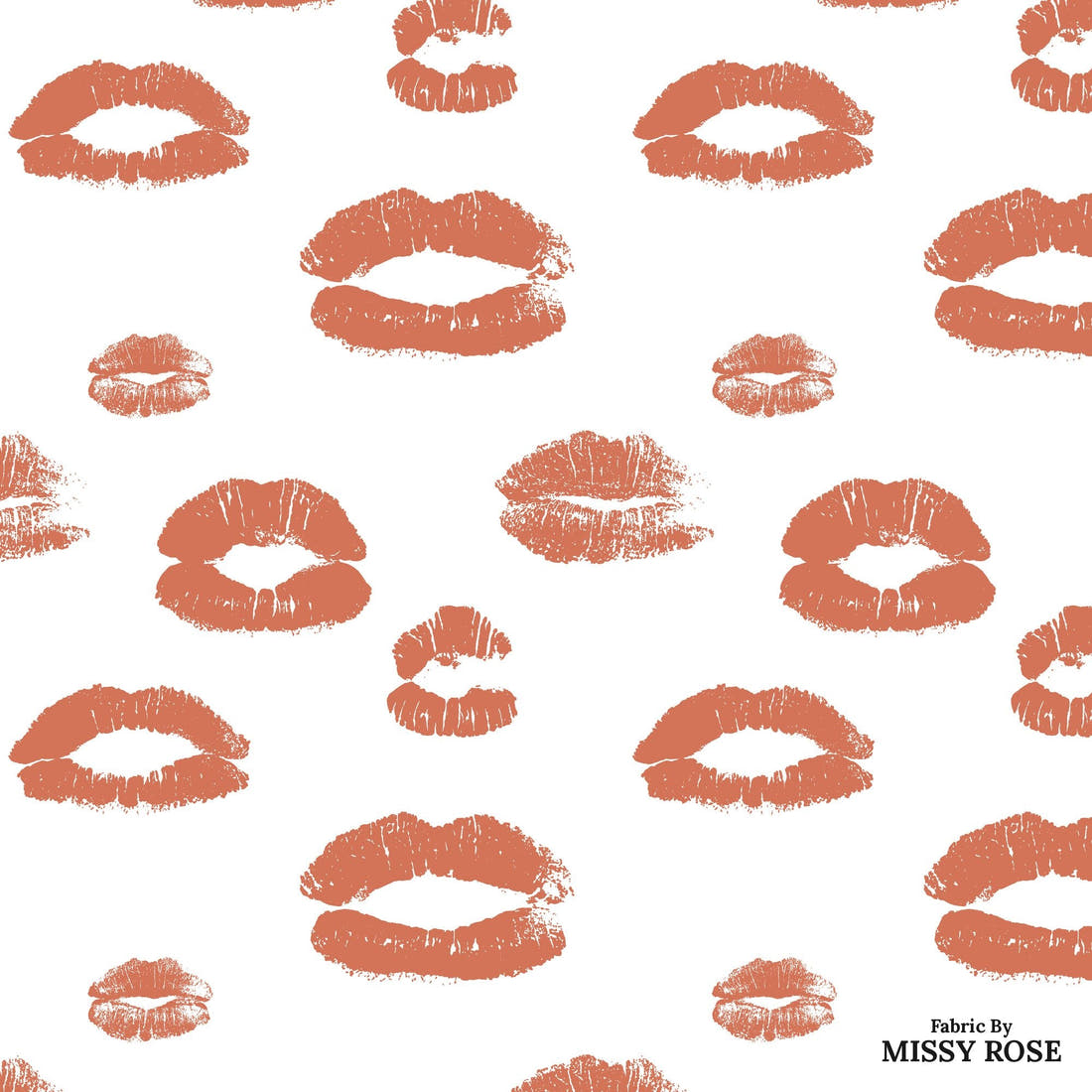 Indy Bloom Fabric Infatuated Valentine Kiss me in White 07 flat view of the printed design | Fabric by Missy Rose