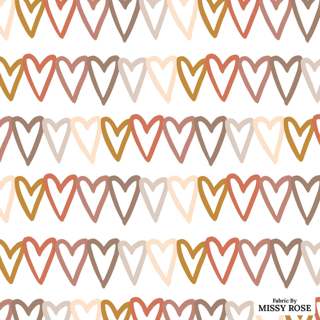 Indy Bloom Fabric Infatuated Valentine Linked Hearts in White 04 flat view of the printed design | Fabric by Missy Rose