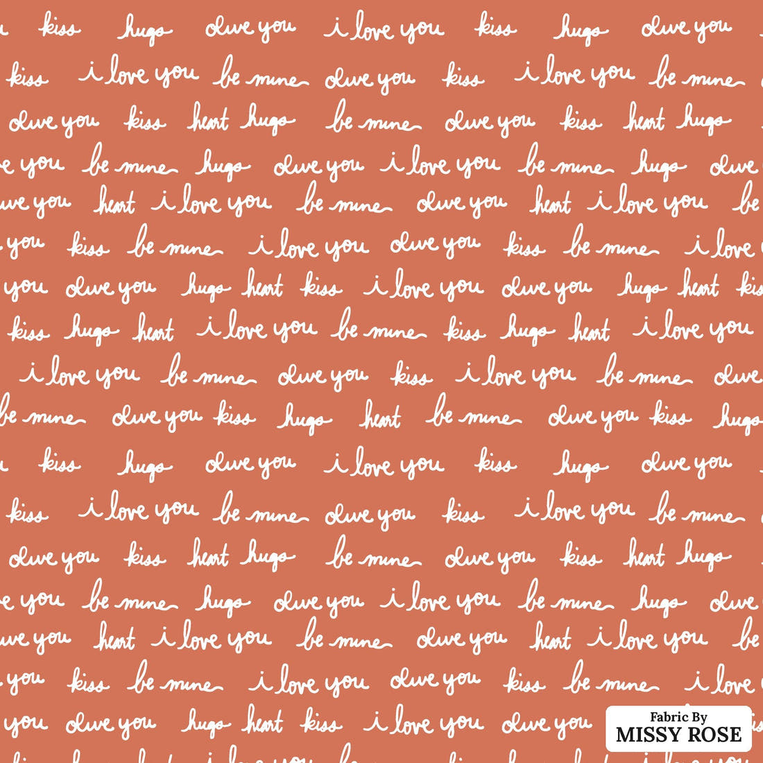 Indy Bloom Fabric Infatuated Valentine Love notes Red 09 flat view of the printed design | Fabric by Missy Rose